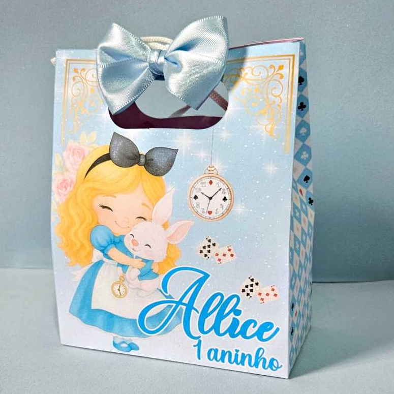Sacolinha Personalizada Tema Alice no pais das maravilhas baby cute para lembrancinha - Pegue e Monte