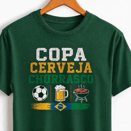 Camisa Camiseta Copa Seleção Brasileira Futebol Copa Comemoração Churrasco Cerveja Bar Algodao Casual Urbana Unissex Top