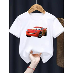 Camiseta Infantil Juvenil Desenho Carros Camisa 100% Algodão Unissex Relâmpago Mcqueen