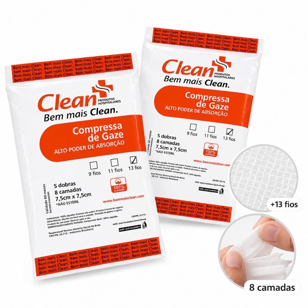 Kit 2 Compressa De Gaze 13 Fios 100g Hidrófila Pacotes Não Estéril Machucado Ferimento Curativo