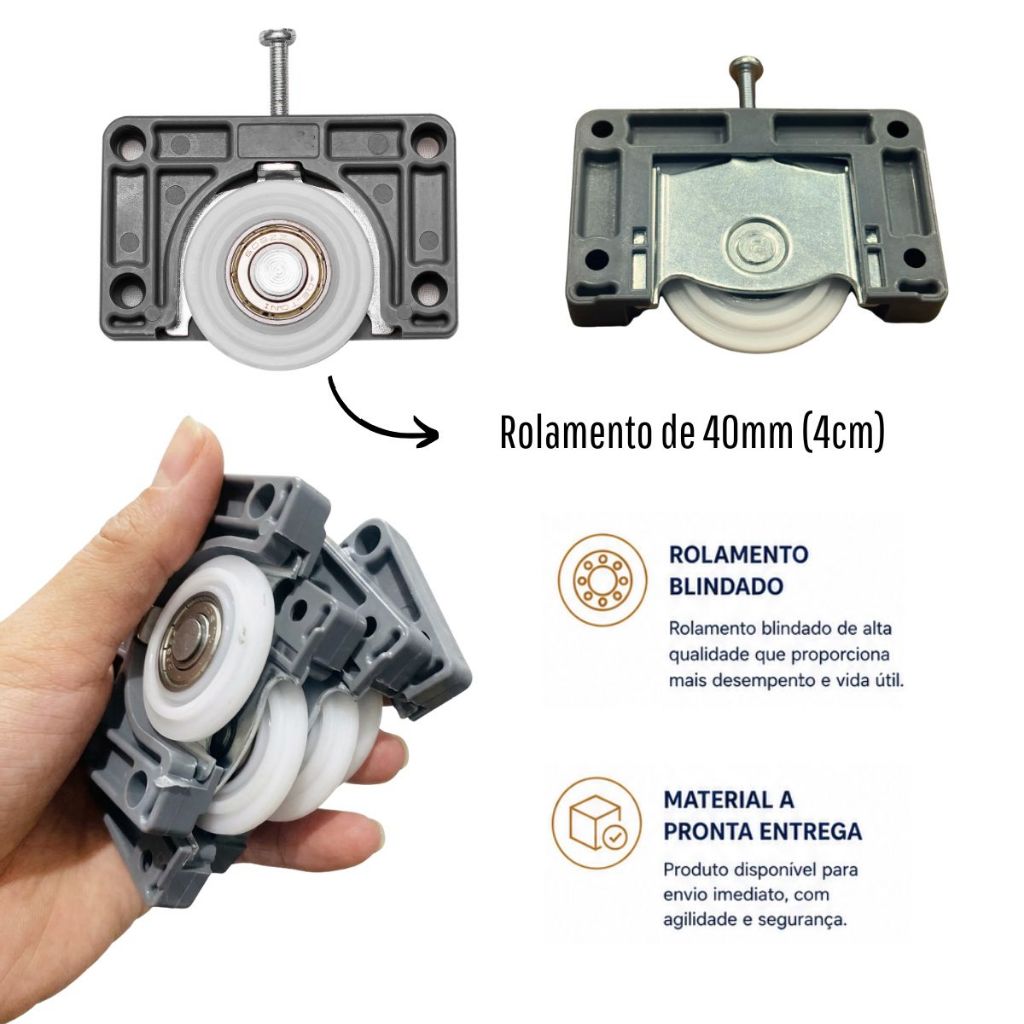 4 Roldana Guarda-roupa Para Porta De Correr 50kilos 40mm 4 peças roldana inferior — imagem 2 de 2