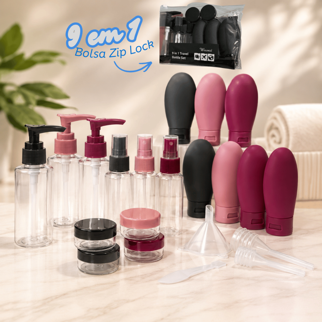 Kit Viagem Frasco Pote Silicone Shampoo Creme completo 90ml Top