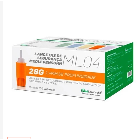Lancetas de Segurança Medlevensohn ML04 28G 1,4mm c/ 100 ENVIO IMEDIATO