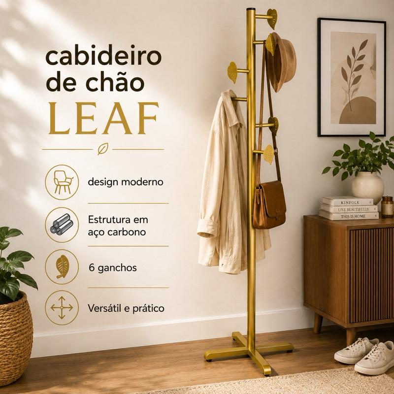 cabideiro de chão em aço carbono 6 gancho mancebo estiloso para bolsas roupas e acessório