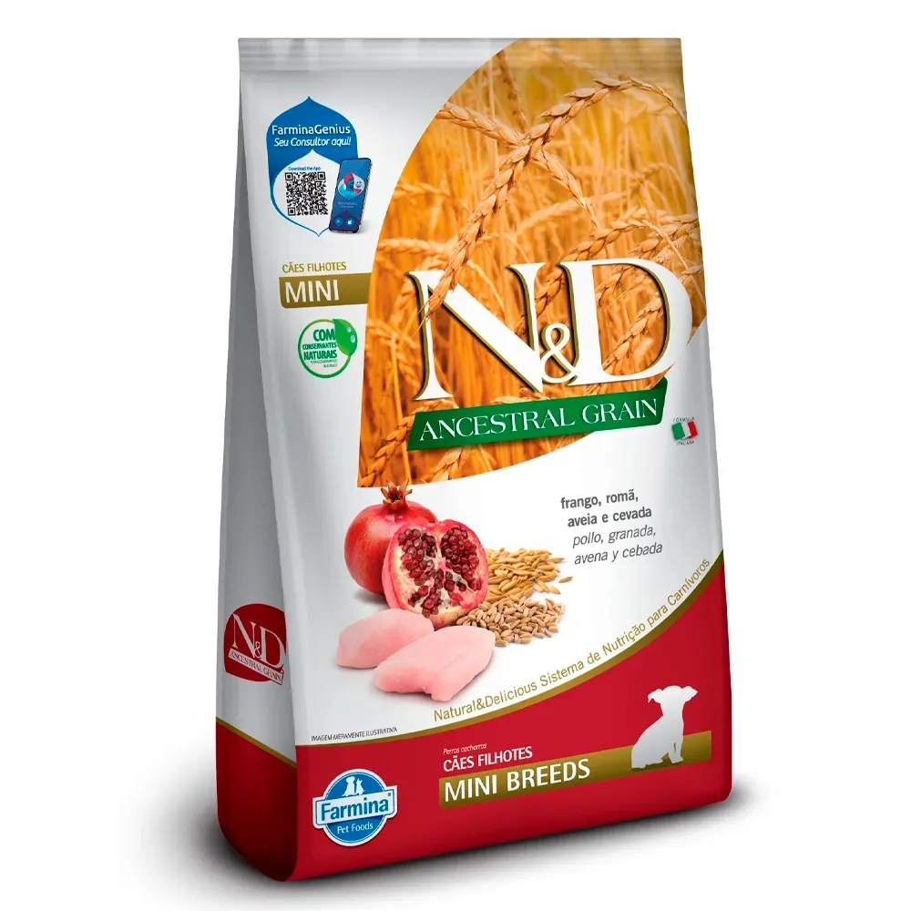 Ração N&D Ancestral Grain Cães Puppy Mini Frango 800g