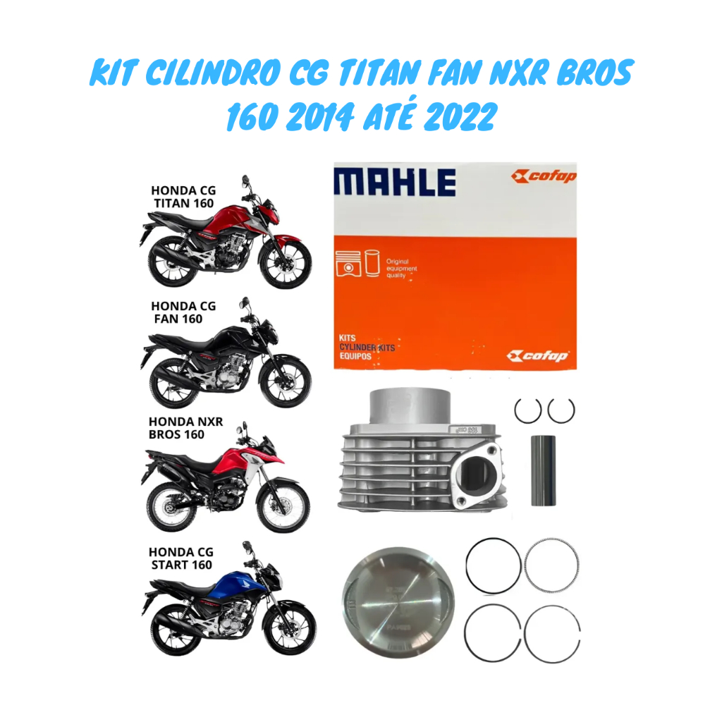 Imagem Kit Cilindro Motor Camisa Pistão e Anéis Titan Fan Bros Start Cargo 160 2015 até 2025