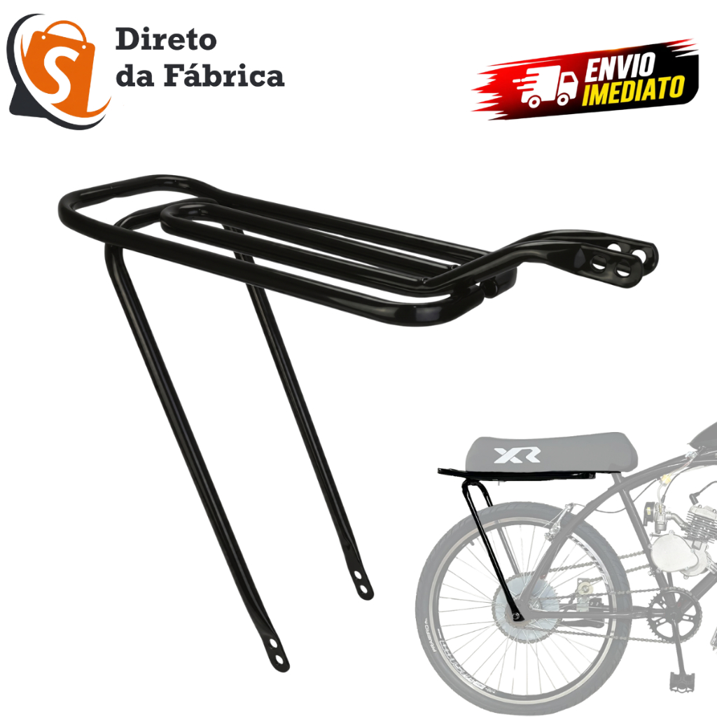 Bagageiro Tubular Traseiro Preto De Bike Aro 26 Aro 26 24 20