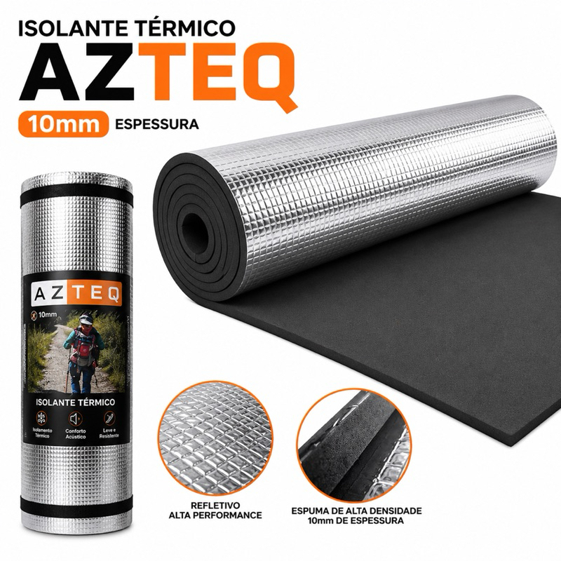 Isolante Térmico AZTEQ GROSSO 10mm Camping 1.80 metros Trilhas Acampamento Colchonete Alumizado Impermeável