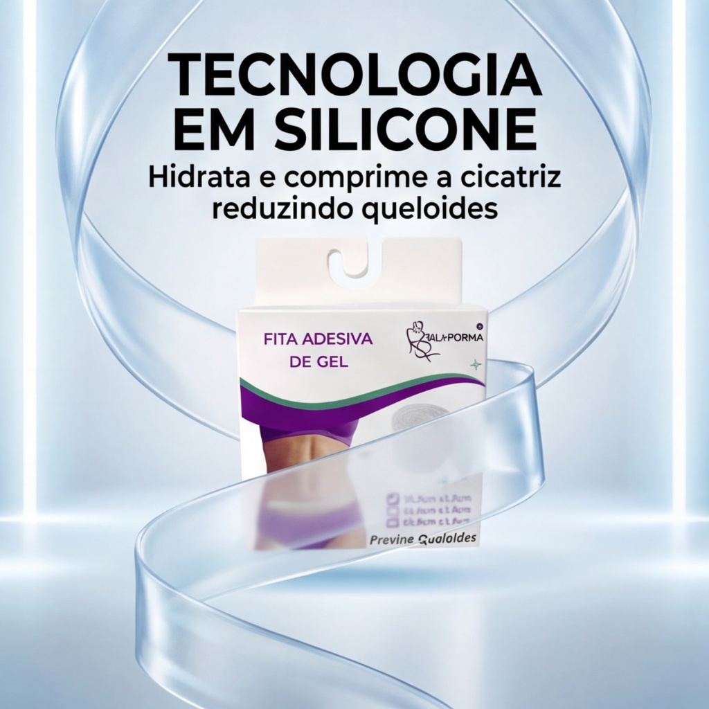 Fita Adesiva De Gel Para Cicatrização Hipertrófica Queloide 35cm X 3cm Siliforma