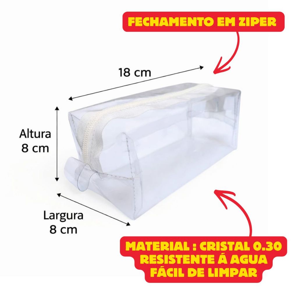 KIT 5 a 20 Necessaire Transparente Estojo Organizador Lembrancinha Aniversário — imagem 2 de 2