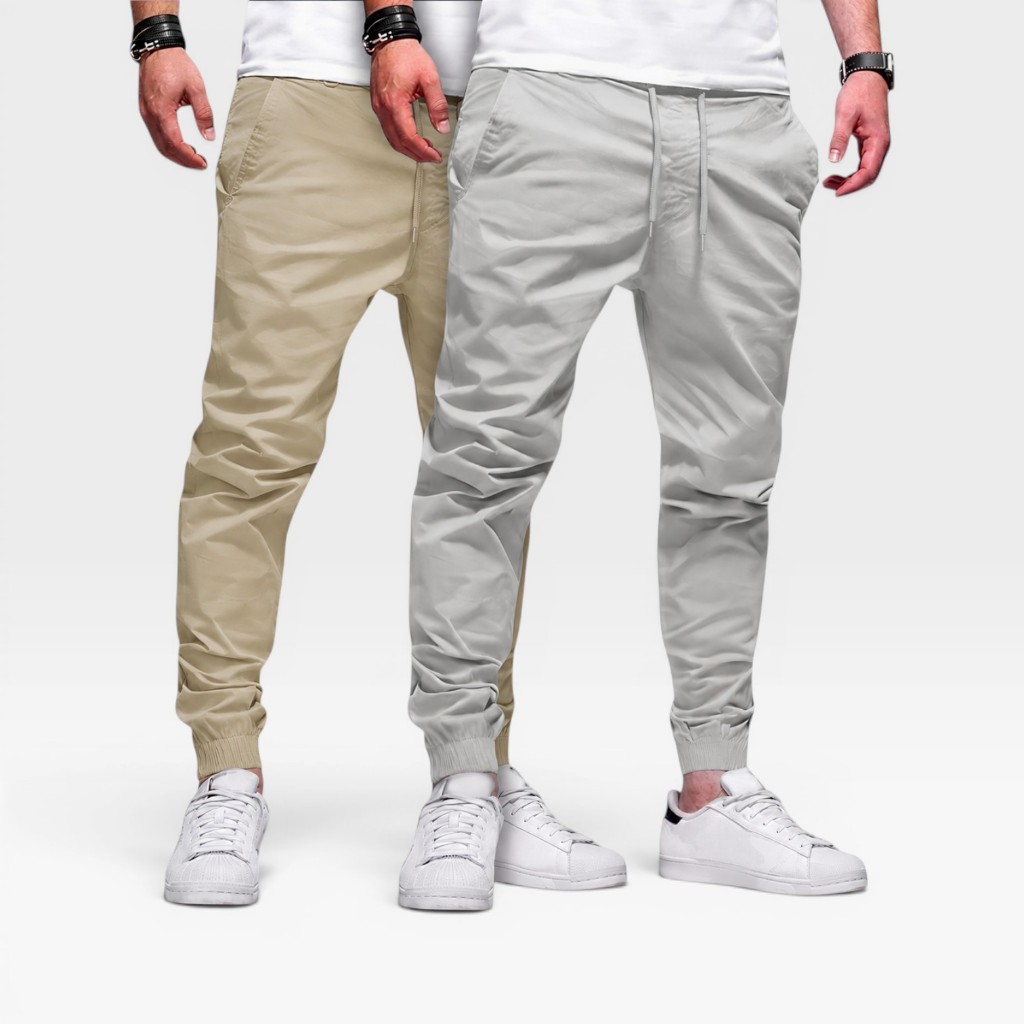 Calça Jogger Masculina Sarja ou Jeans 4 Bolsos com Punho Elástico Streetwear