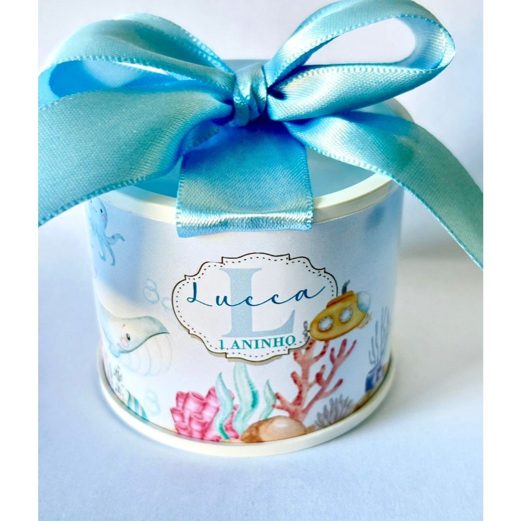 KIT TUBOLATA FUNDO DO MAR -5X6CM PERSONALIZADA-Lembrancinha de maternidade/chá de bebê /Aniversário