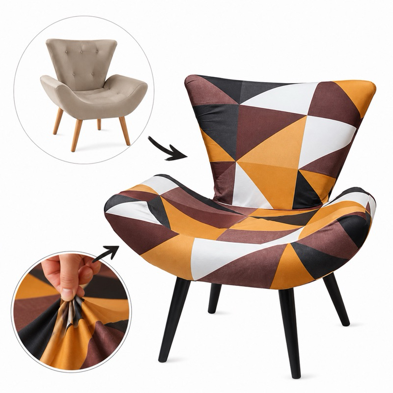 Capa Para Cadeira Poltrona Canoa Vegas Borboleta Emilia Estampada Decoração Tendência Sala Quarto