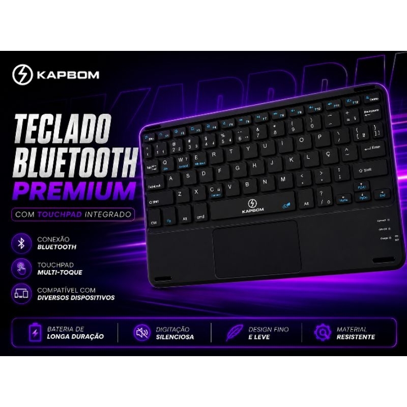 Teclado Bluetooth Sem Fio com Touchpad Para Diferentes Tipos De Tablet / Smart TV / TV Box / Android / iOS / Windows