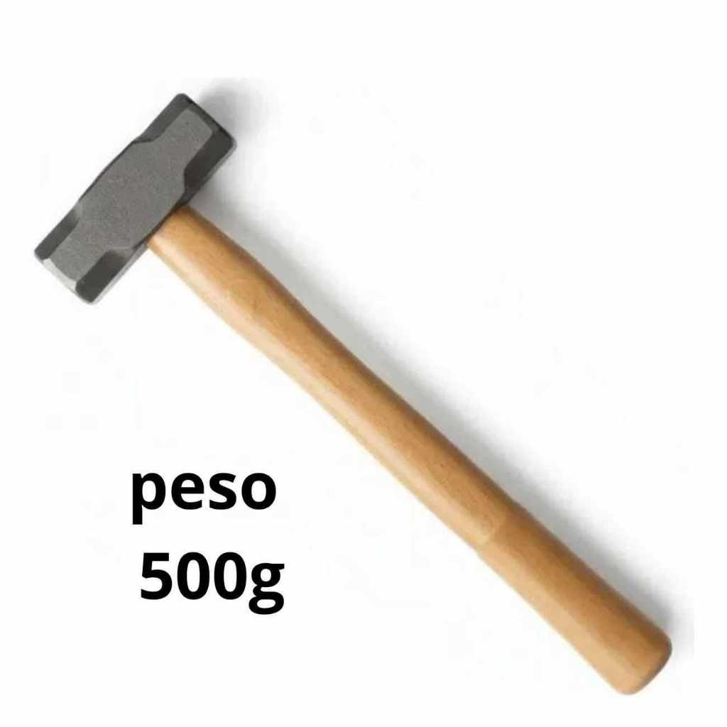 Marreta 500g Cabo Madeira Ergonômico Cabeça Quadrada de aço super resistente