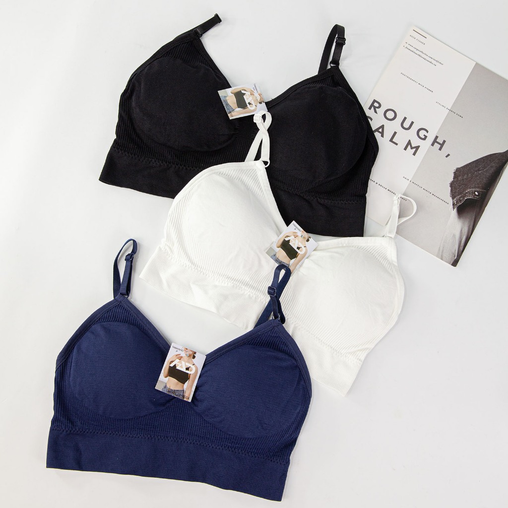Kit 2 Sutiã Top com Bojo Removível Poliamida Alça Fina e Regulável - Casual Fitness e Treino