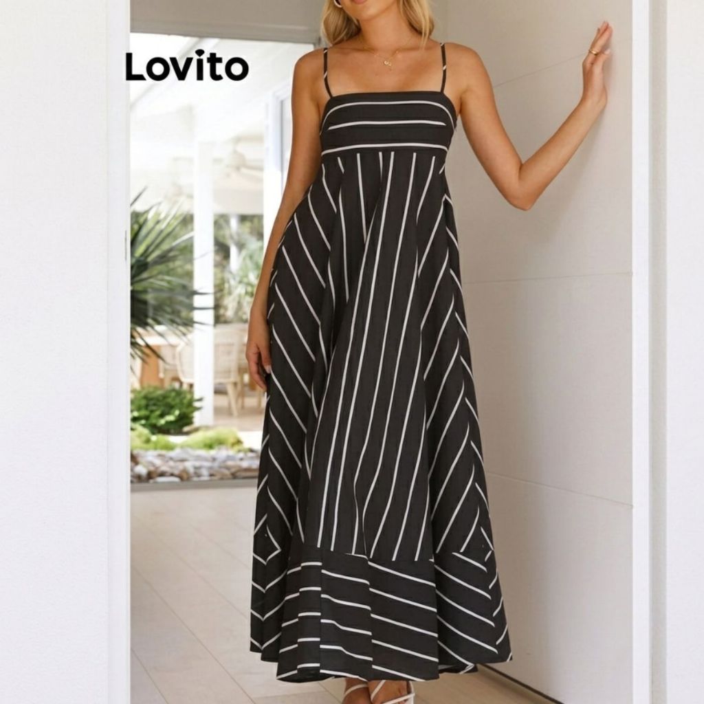 Lovito Vestido Feminino com Listras Assimétricas DRNS72BX385 · foto 2