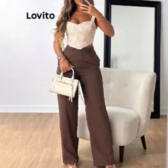 Lovito Calça Feminina Reta Alfaiataria PTNS68BX092