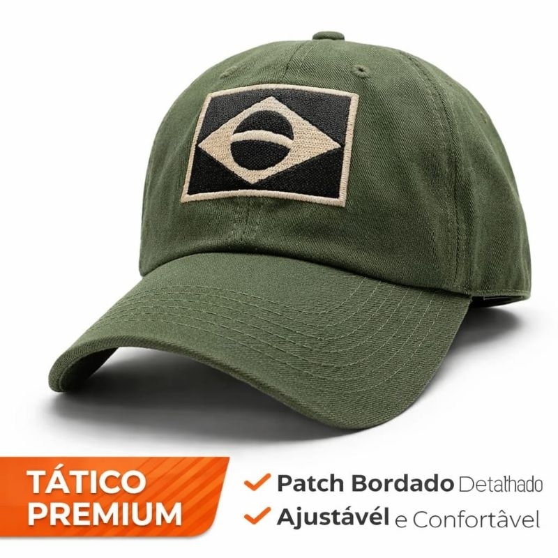 Bone Militar Bordado  Aba Curva  Brasil Patch Ajustavel Premium Masculino Feminino