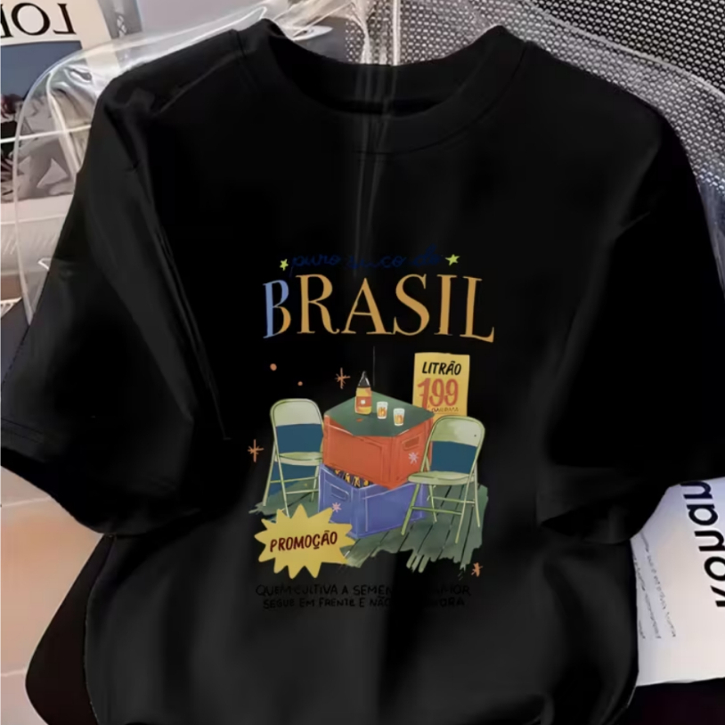 Camisa Camiseta Unissex Puro suco do Brasil Estilosa Moderna Confortável Tendência 100% Algodão