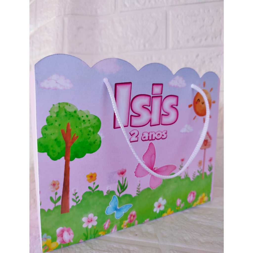 SACOLINHA BOLSINHA PERSONALIZADA TEMA JARDIM DAS BORBOLETAS - LEMBRANCINHA DE ANIVERSARIO