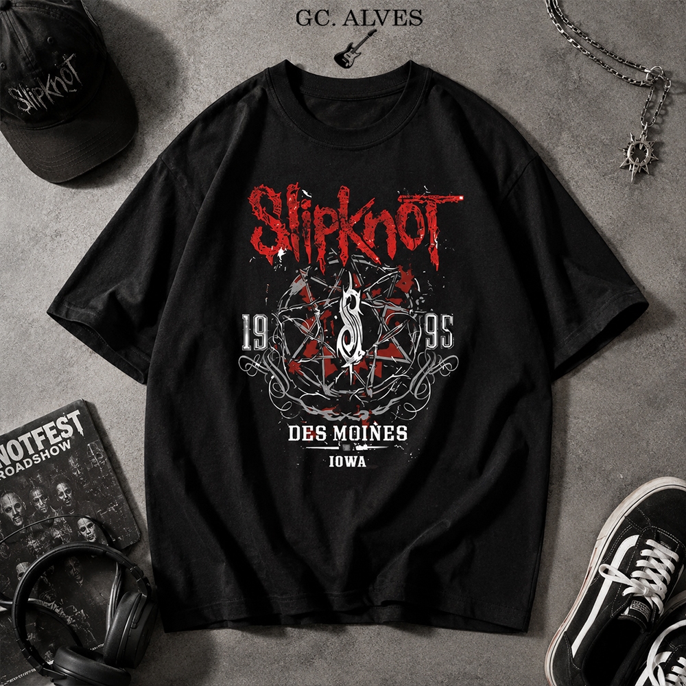 Camiseta Unissex  "Slipknot Pentagrama vermelho"