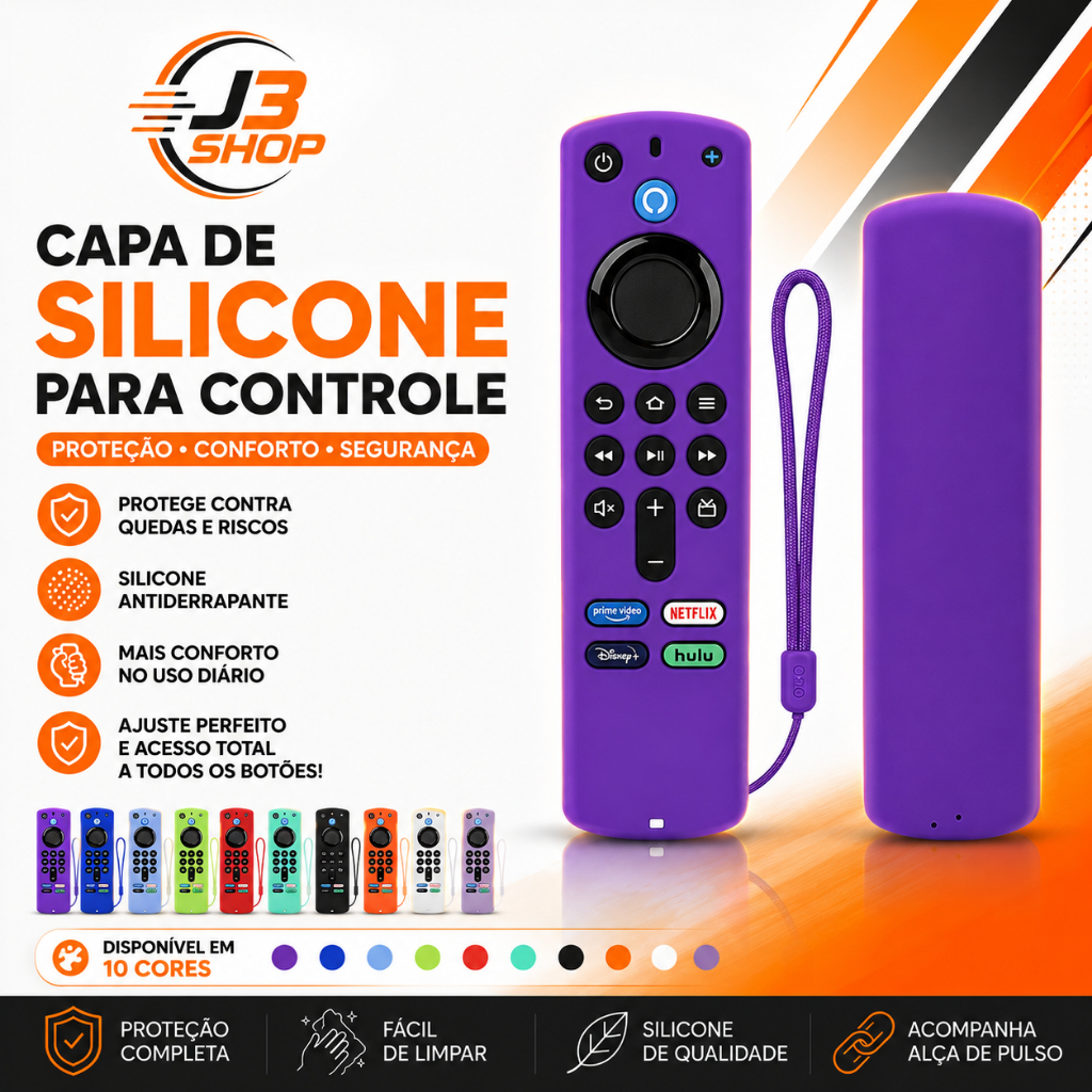 Capa Silicone Controle Amazon Fire TV Stick 3ª Geração | Proteção Antiderrapante Colorida