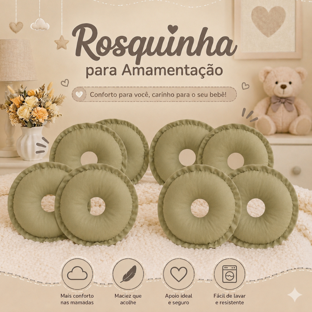 Kit 8 Rosquinhas De Amamentação Absorvente Protetor Lavável Macia Confortável P/ Seios Várias Cores