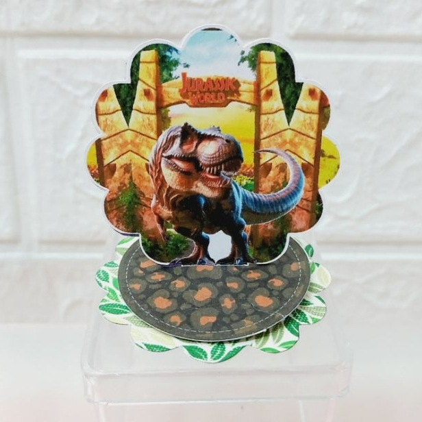 Aplique Painel 3D, 10, 20 ,30, 40, ou 50 und. Tag Personalizada Jurassic Park/ Dinossauro/Rex/ Festa, Lembrancinha