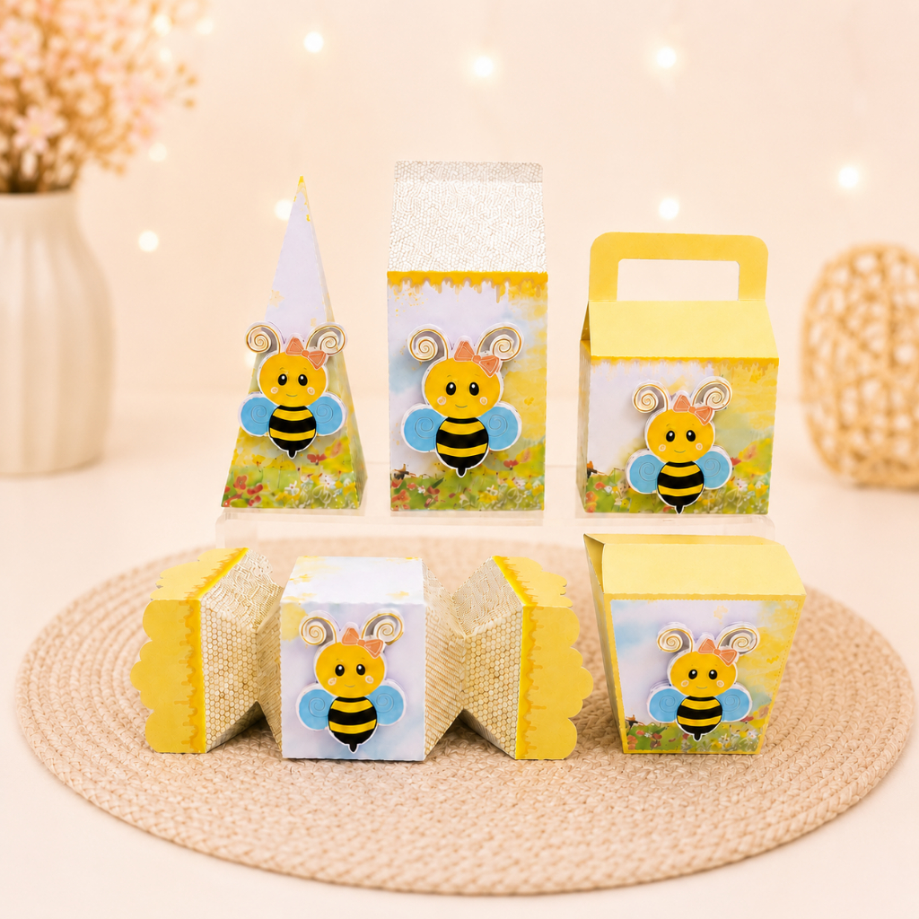 Caixinhas Abelinha /Abelha - Caixas para Decoração e Lembrancinha de Aniversário -  Festa - Pegue e Monte