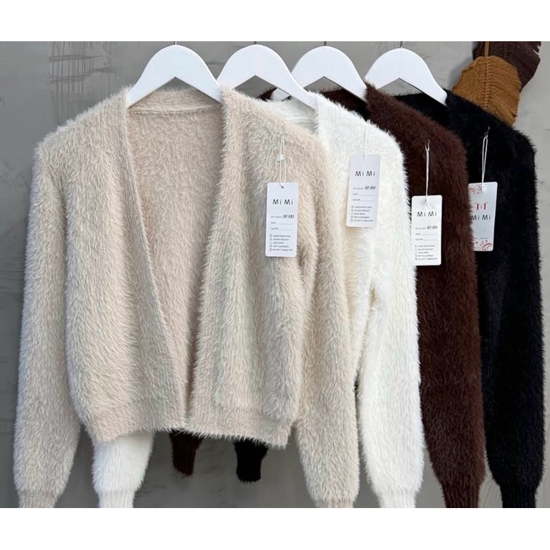 cardigan feminino curto de pelinho aberto