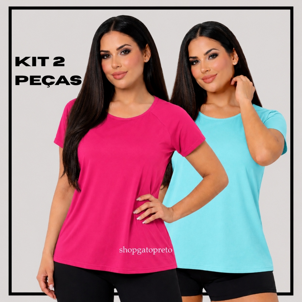 Kit 2 Camiseta Academia Feminina Dry Fit Camisa Blusa Caminhada Musculação Treino