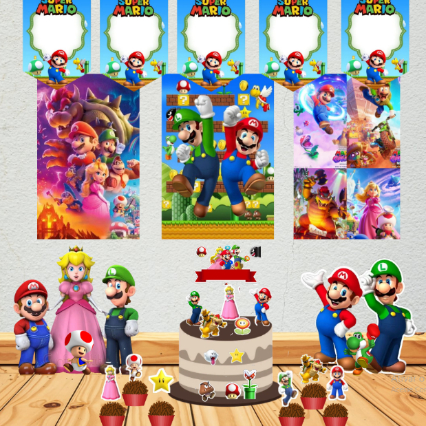 KIT FESTA DECORAÇÃO MARIO E PRINCESA PEACH/ANIVERSÁRIO/MESVERSARIO/PERSONALIZADO