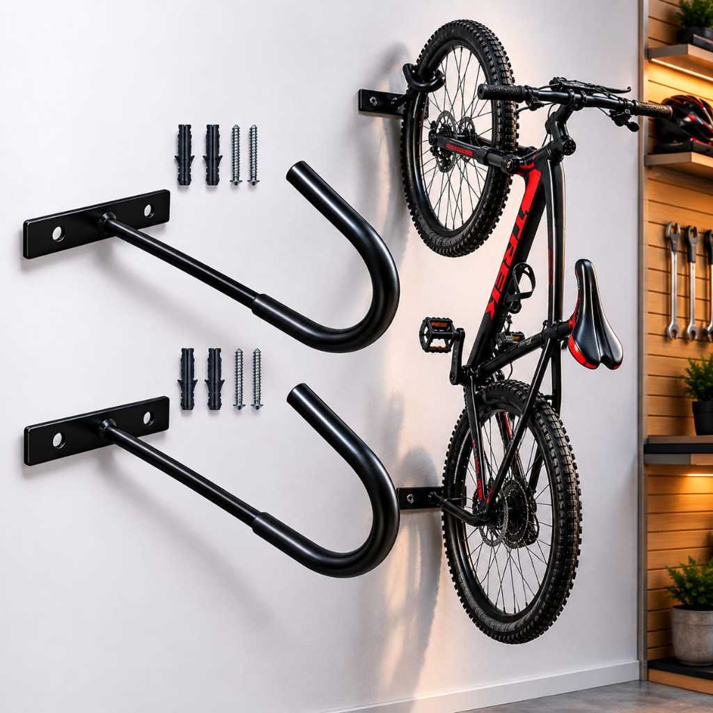 1 Suporte Parede Pendurar Bicicleta Vertical Acompanha Bucha e Parafuso
