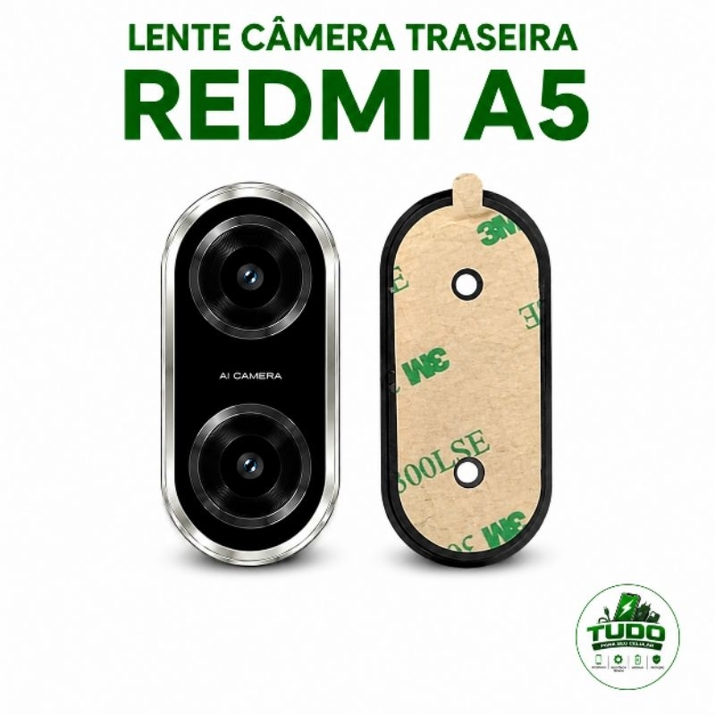 lente da câmera traseira Redmi A5 com moldura prata