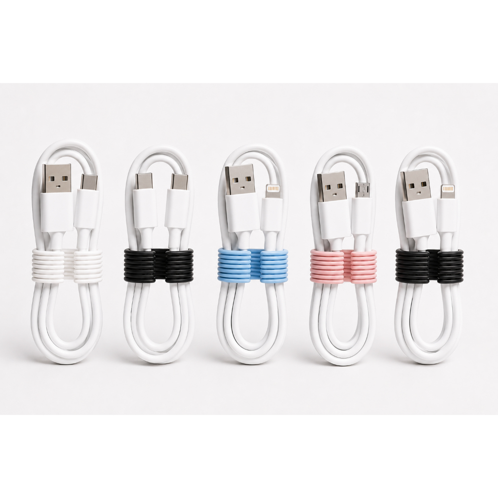 Kit 5 Organizadores de Cabos Reutilizáveis | Prendedor para Fios USB, Carregador, Fone e Cabos| Organizador Compacto
