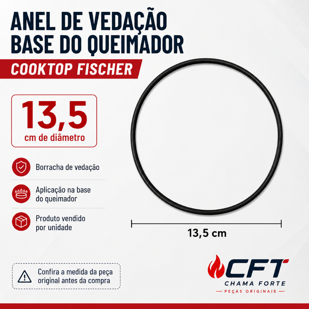 Kit anel Vedação base da tremp Cooktop Fischer 1642 5 queimadores