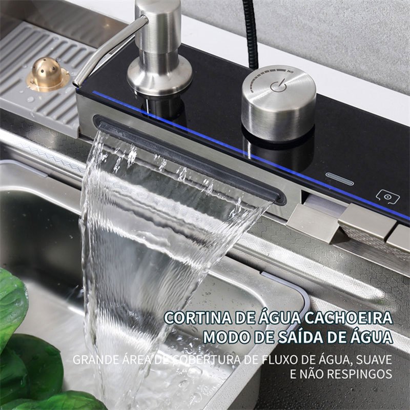 Kit Cuba Gourmet Premium Multifuncional Torneira Pia  E Acessórios 75x45cm 304 Inox