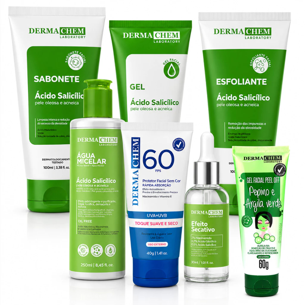 Kit Skincare Antioleosidade com Ácido Salicilico para Peles Oleosas e com Acne Dermachem