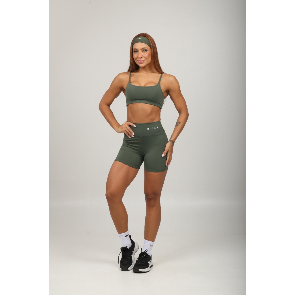 Conjunto Fitness Feminino Top E Short Cintura Alta Poliamida E Elastano Zero Transparência Academia