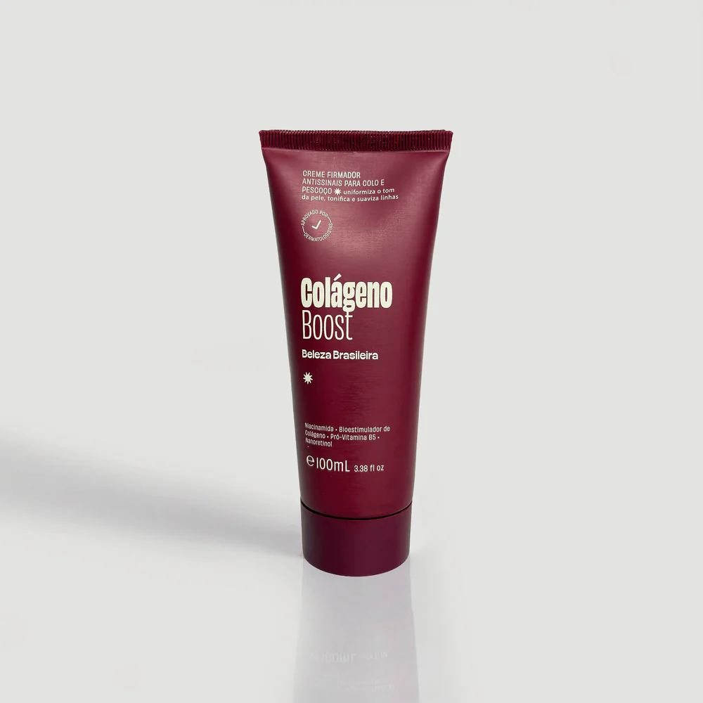 Colágeno Boost Beleza Brasileira 100ml Creme Firmador para Colo Pescoço e Seios Antirrugas e Elasticidade