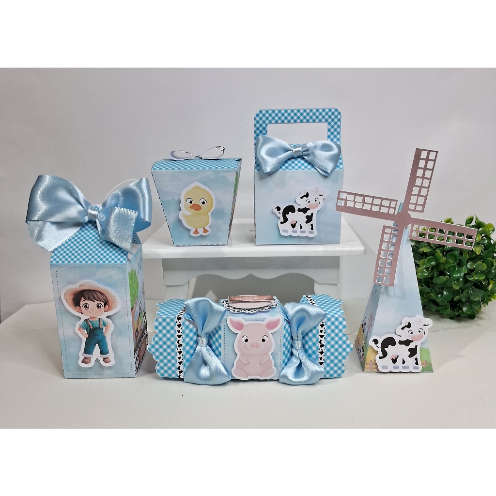 Envio rápido Kit Festa Fazendinha Azul Lembrancinha Aniversário Festa Infantil