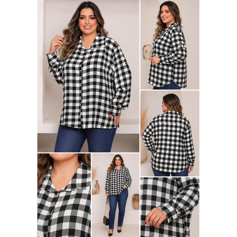 Camisa feminina xadrez para são João G1 G2 G3 plus size camisa junina