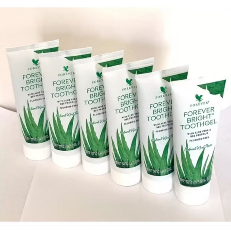 Kit 6 Forever Bright Toothgel - Gel Dental com Aloe Vera e Própolis, Natural Sem Flúor, 130g
