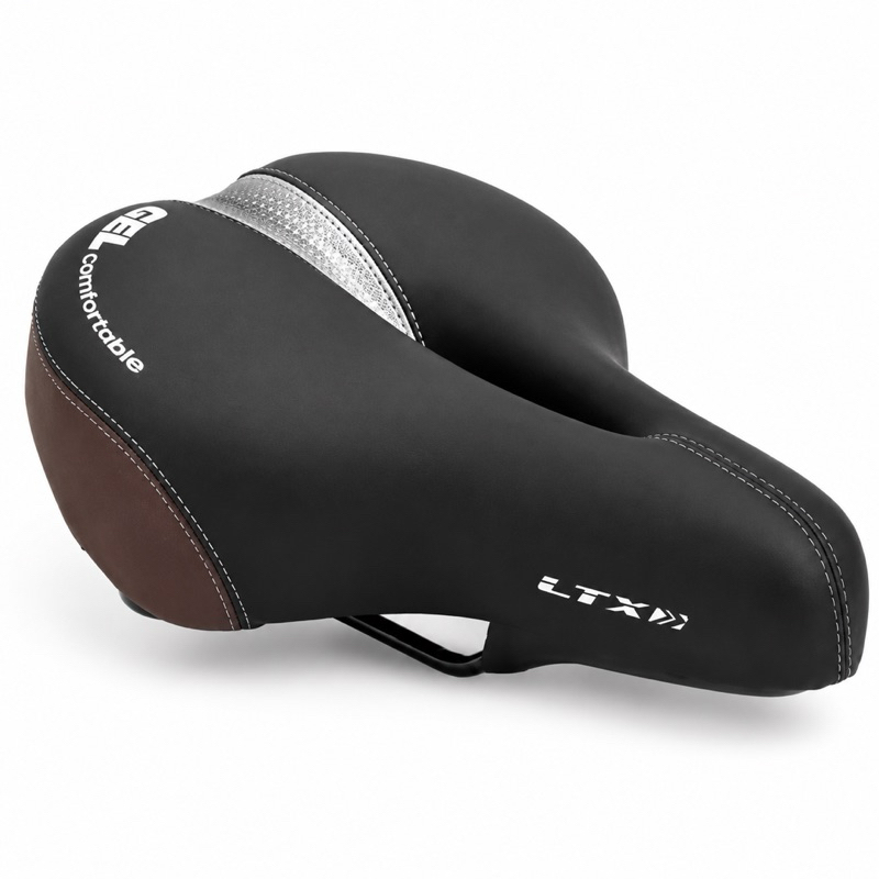 Banco Selim Gel Plus 2 Molas Ltx Largo Couro Confortavel Bicicleta Bike Mtb Urban Spin