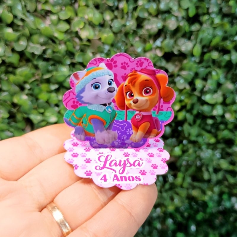 Aplique para Caixinha Acrílica 5x5 Personalizada Skye e Everest Patrulha Canina Personalizado Lembrancinha