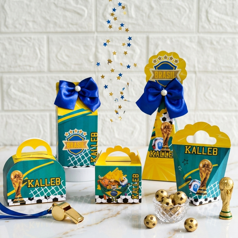 Kit Festa Personalizados Futebol - Lembrancinhas Futebol - Caixinhas para festa  Infantil