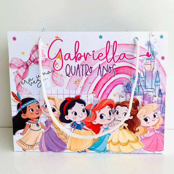 10 Sacolinha Personalizada TAM G Princesas | Lembrancinha Personalizada 🎉JÁ MONTADA
