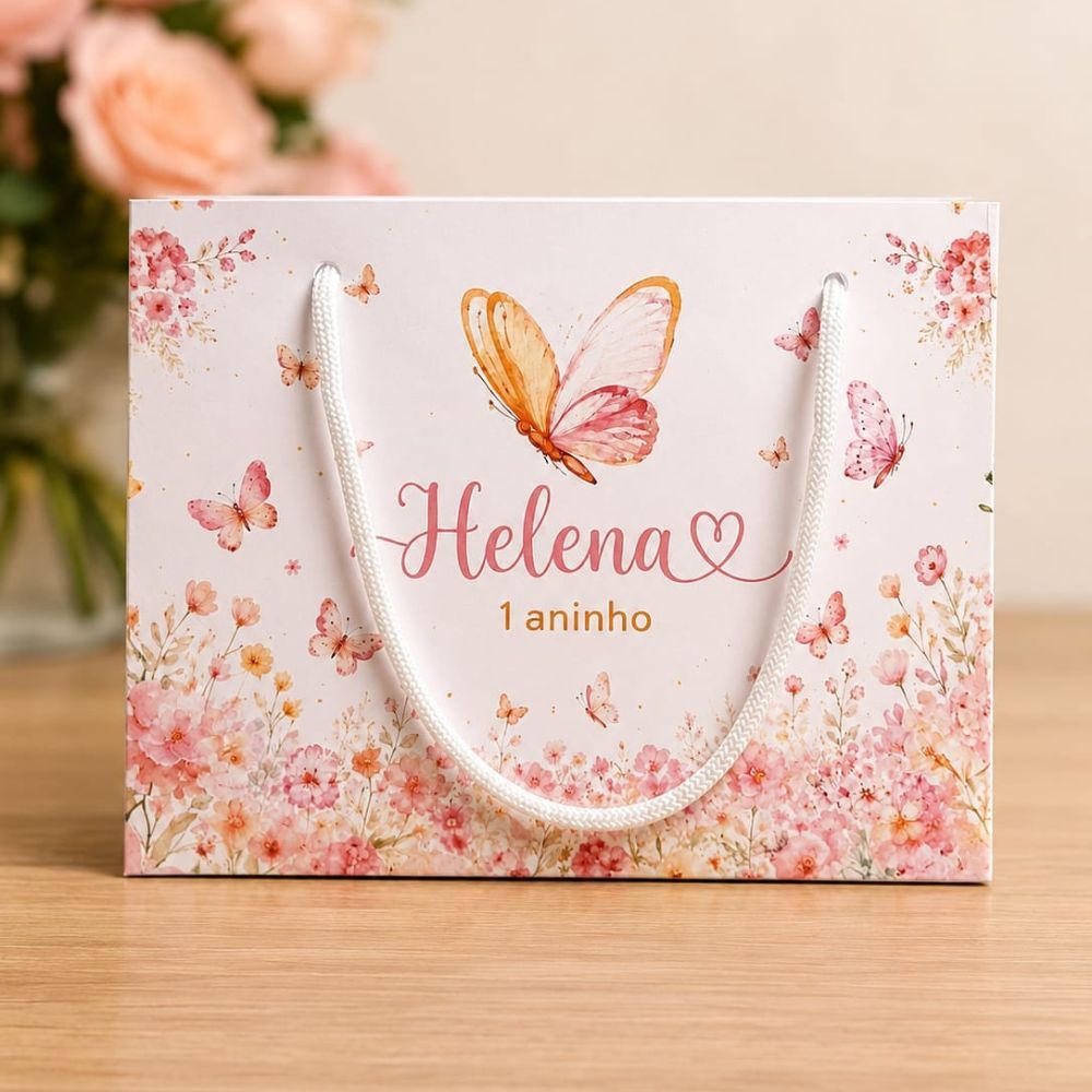 Sacolinha personalizada - Jardim das borboletas -19x15x 6 - envio rápido -  Pegue e monte