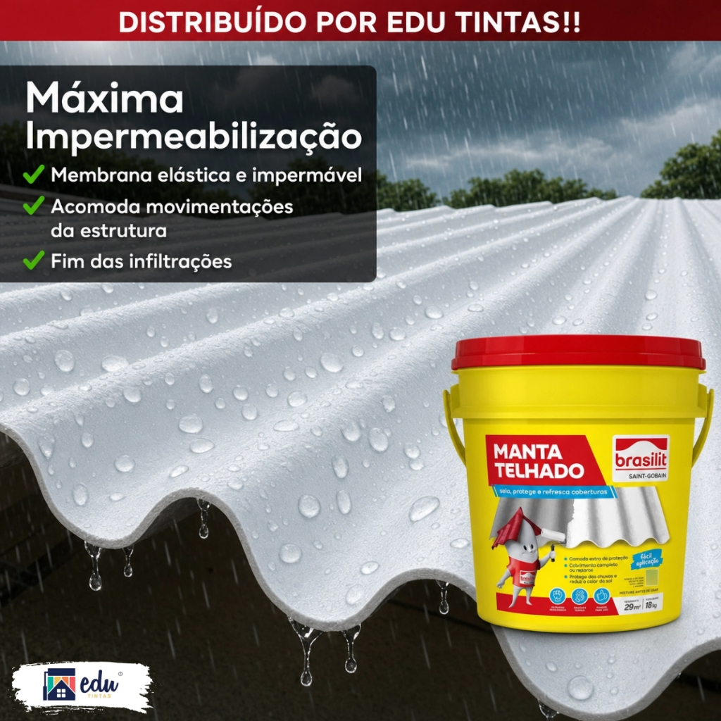 Manta Telhado Brasilit Quartzolit Cinza Fosco 18kg Impermeável